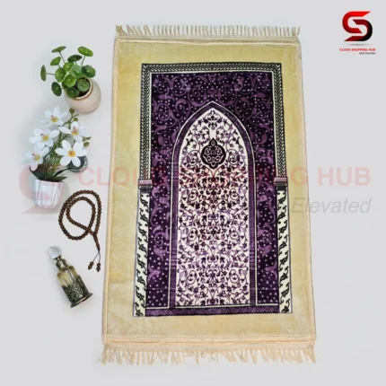 Purple & Gold Floral Mihrab Jaynamaz - J2