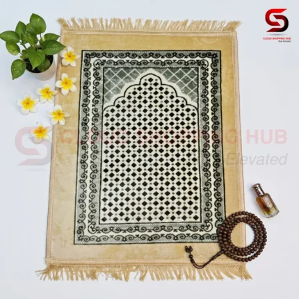Beige & Black Geometric Mihrab Jaynamaz - J4