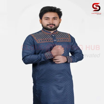 Navy Blue Cotton Panjabi - 123