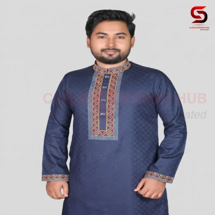 Dark Blue Cotton Panjabi - 130