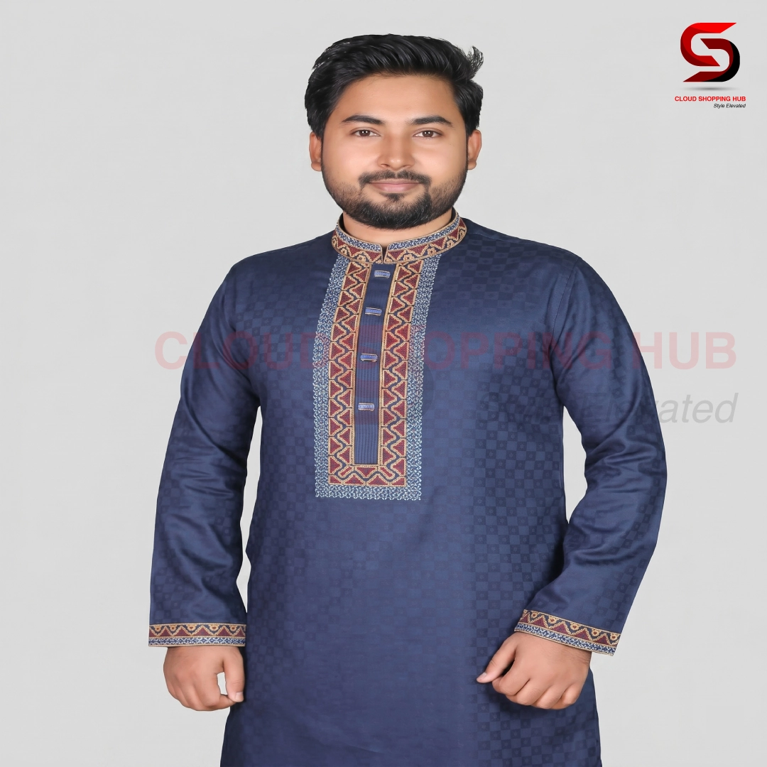 Dark Blue Cotton Panjabi - 130