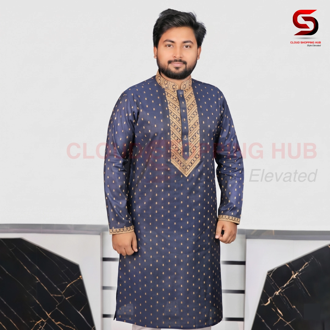 Navy Blue Cotton Panjabi - 240
