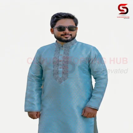 Sky Blue Soft Katan Panjabi - 25