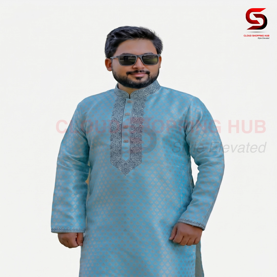 Sky Blue Soft Katan Panjabi - 25