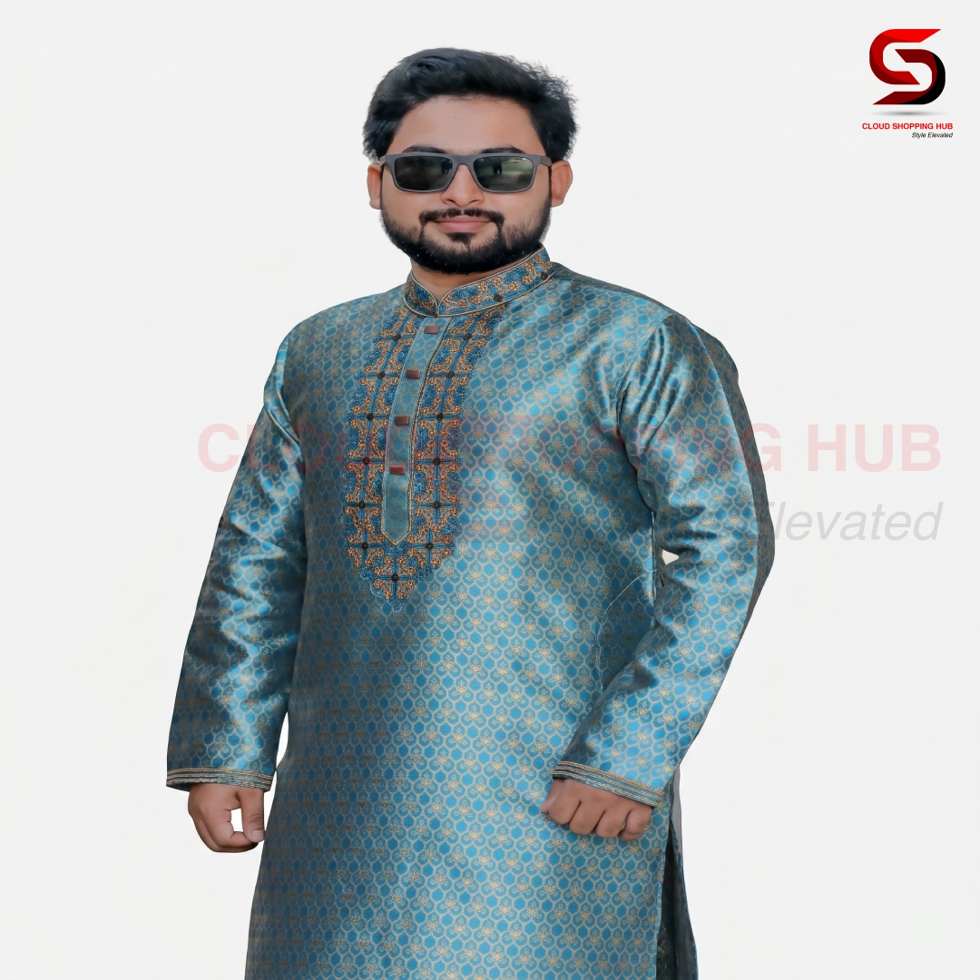 Sky Blue Soft Katan Panjabi - 27