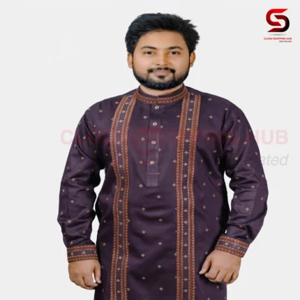 Dark Purple Sharton Cotton Panjabi - 315