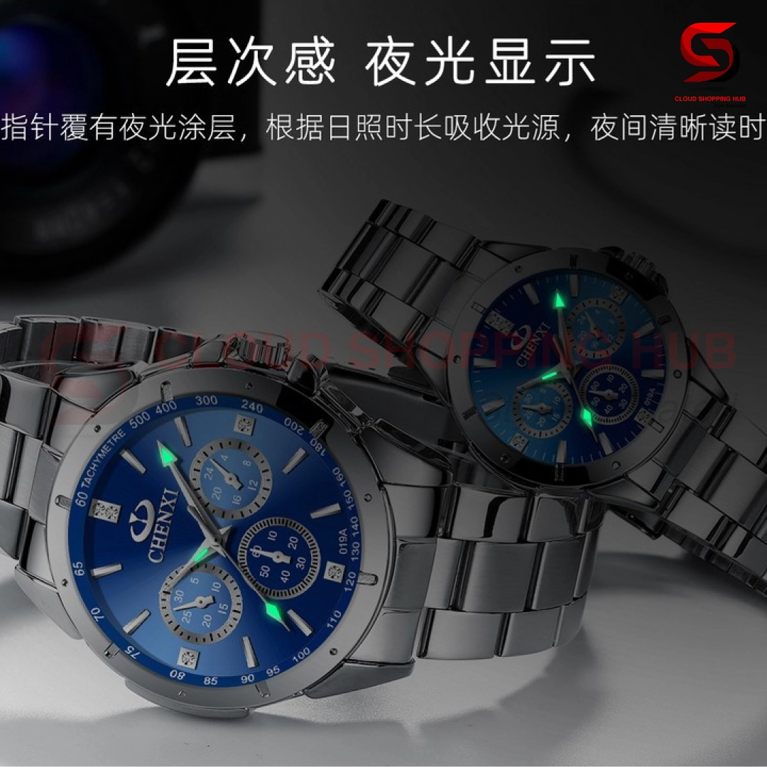 Silver & Blue Multi-Dial Female Watch - 7F - Image 3