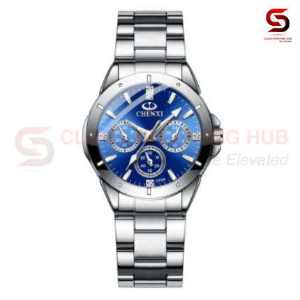 Silver & Blue Multi-Dial Female Watch - 7F
