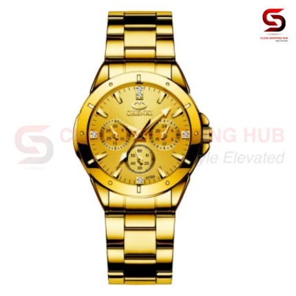Golden Chronograph Style Female Watch - 9F
