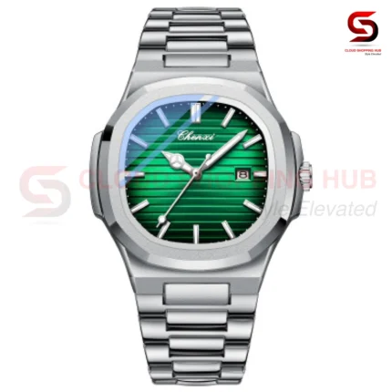 Green Textured Dial & Date Male Watch - 3M